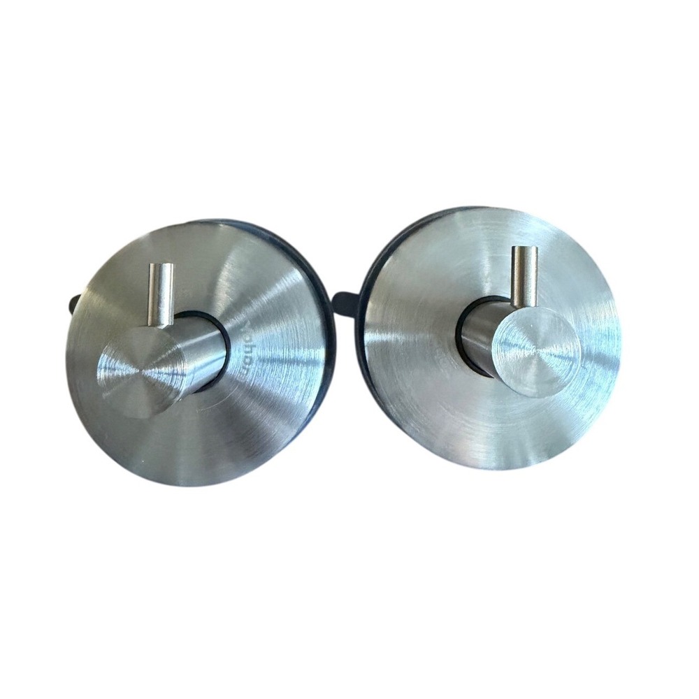 Brushed Stainless Steel Suction Cup Coat Hooks 2-Pack Storage Organization